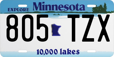 MN license plate 805TZX