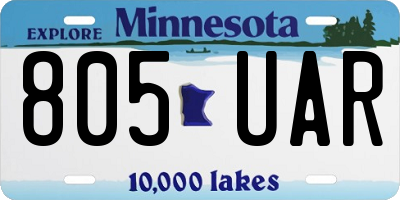 MN license plate 805UAR