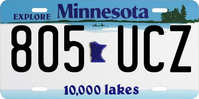 MN license plate 805UCZ