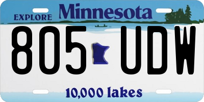 MN license plate 805UDW