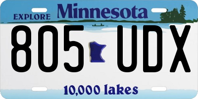 MN license plate 805UDX