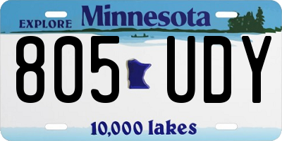 MN license plate 805UDY