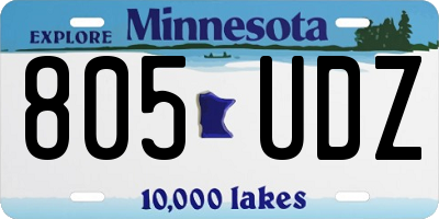 MN license plate 805UDZ
