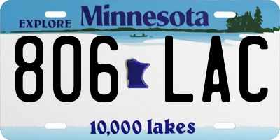 MN license plate 806LAC