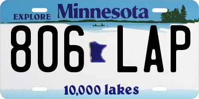 MN license plate 806LAP