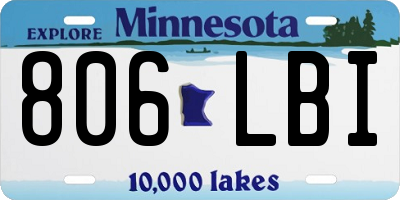 MN license plate 806LBI