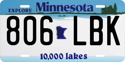 MN license plate 806LBK