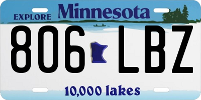 MN license plate 806LBZ