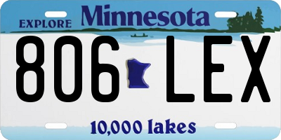 MN license plate 806LEX
