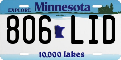 MN license plate 806LID