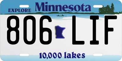 MN license plate 806LIF