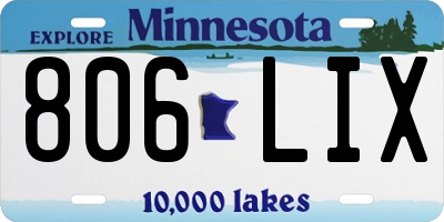 MN license plate 806LIX
