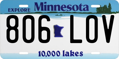 MN license plate 806LOV