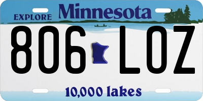 MN license plate 806LOZ