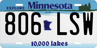 MN license plate 806LSW