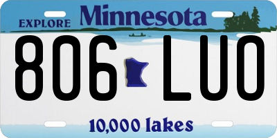 MN license plate 806LUO