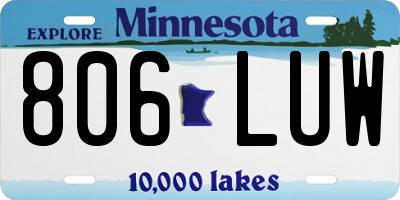 MN license plate 806LUW