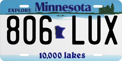 MN license plate 806LUX