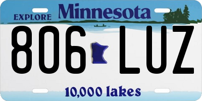 MN license plate 806LUZ