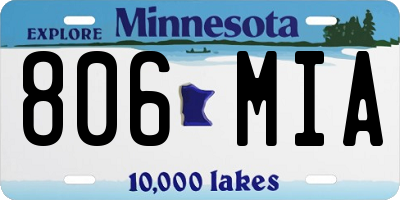 MN license plate 806MIA