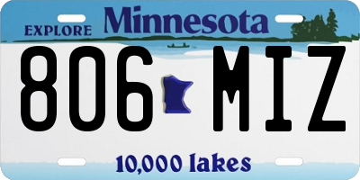 MN license plate 806MIZ