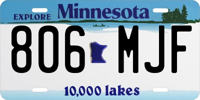MN license plate 806MJF
