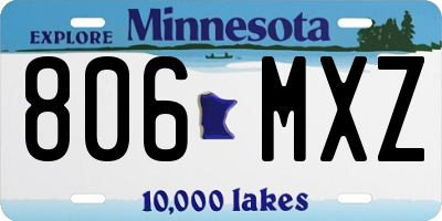 MN license plate 806MXZ