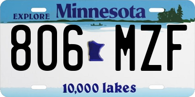MN license plate 806MZF