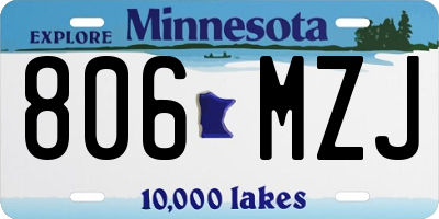 MN license plate 806MZJ