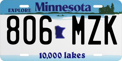 MN license plate 806MZK