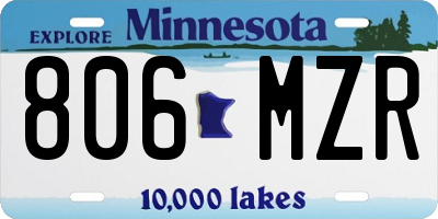 MN license plate 806MZR