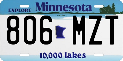 MN license plate 806MZT