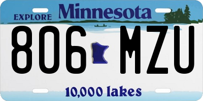 MN license plate 806MZU