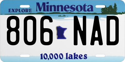 MN license plate 806NAD