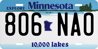 MN license plate 806NAO