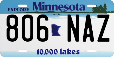 MN license plate 806NAZ