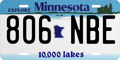 MN license plate 806NBE
