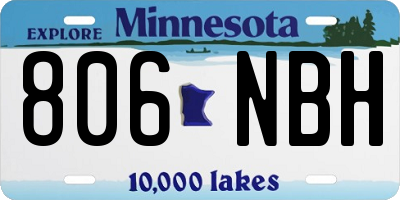 MN license plate 806NBH