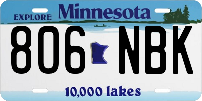 MN license plate 806NBK