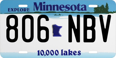 MN license plate 806NBV