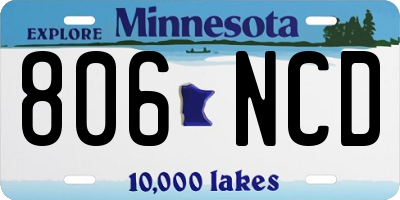 MN license plate 806NCD