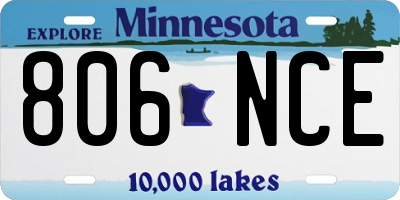 MN license plate 806NCE