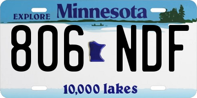 MN license plate 806NDF