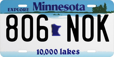 MN license plate 806NOK