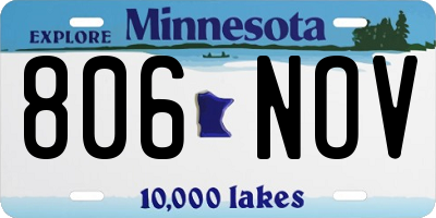 MN license plate 806NOV