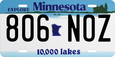 MN license plate 806NOZ