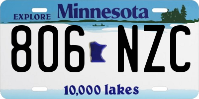 MN license plate 806NZC