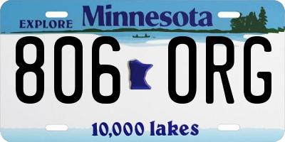 MN license plate 806ORG