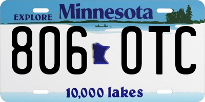 MN license plate 806OTC