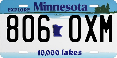 MN license plate 806OXM